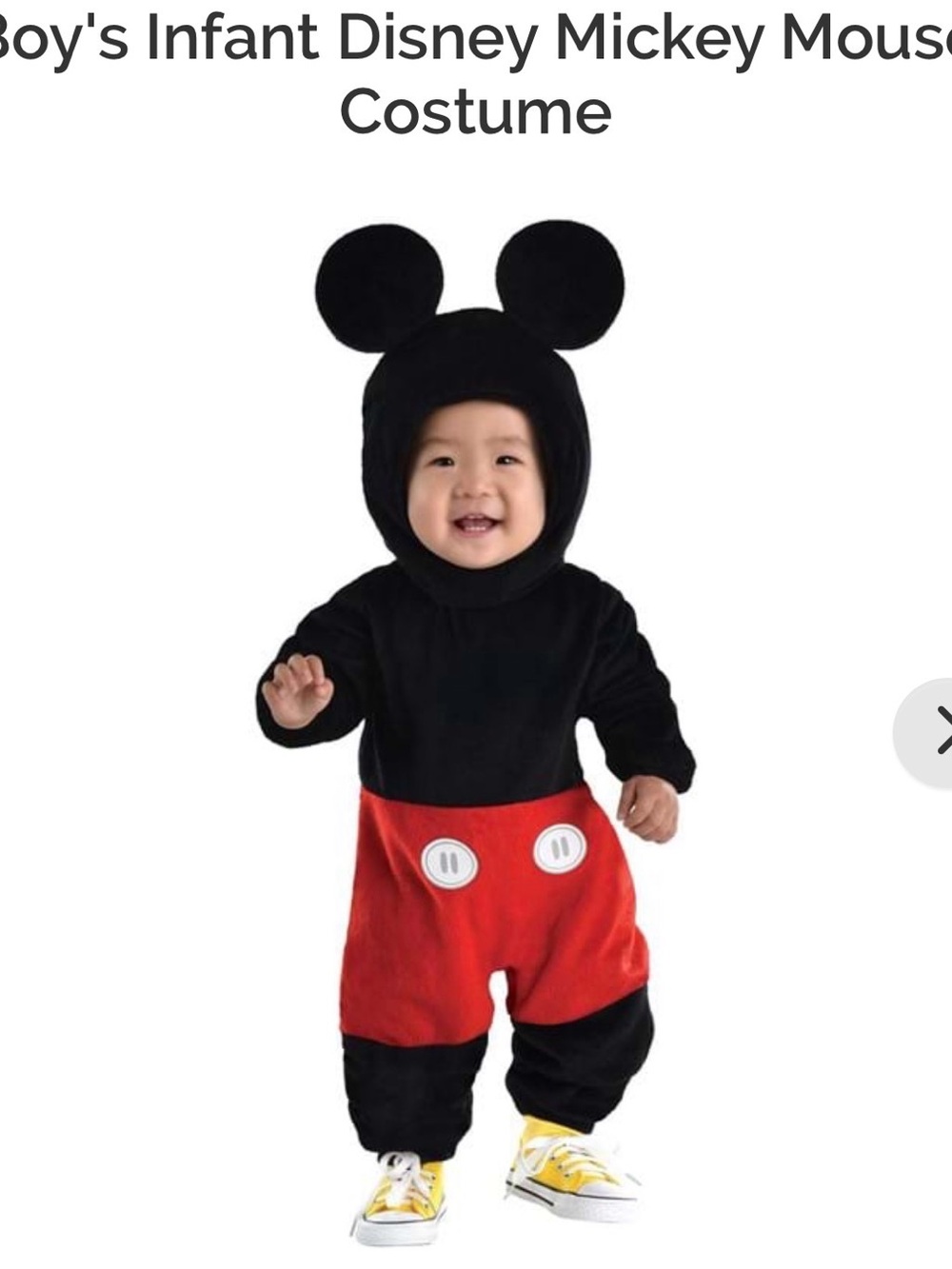 Infant 12-18 Mth Mickey Mouse Costume